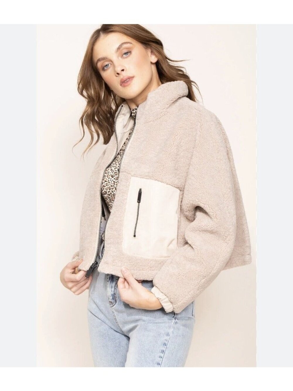 Pink Martini The hazel jacket Reversible Womens Sz large Cream Sherpa
